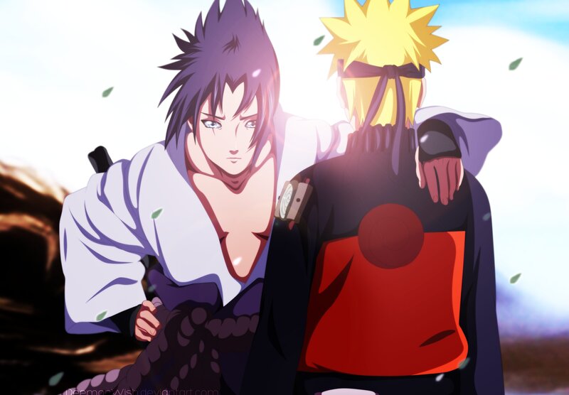 Sasuke and Naruto standing together
