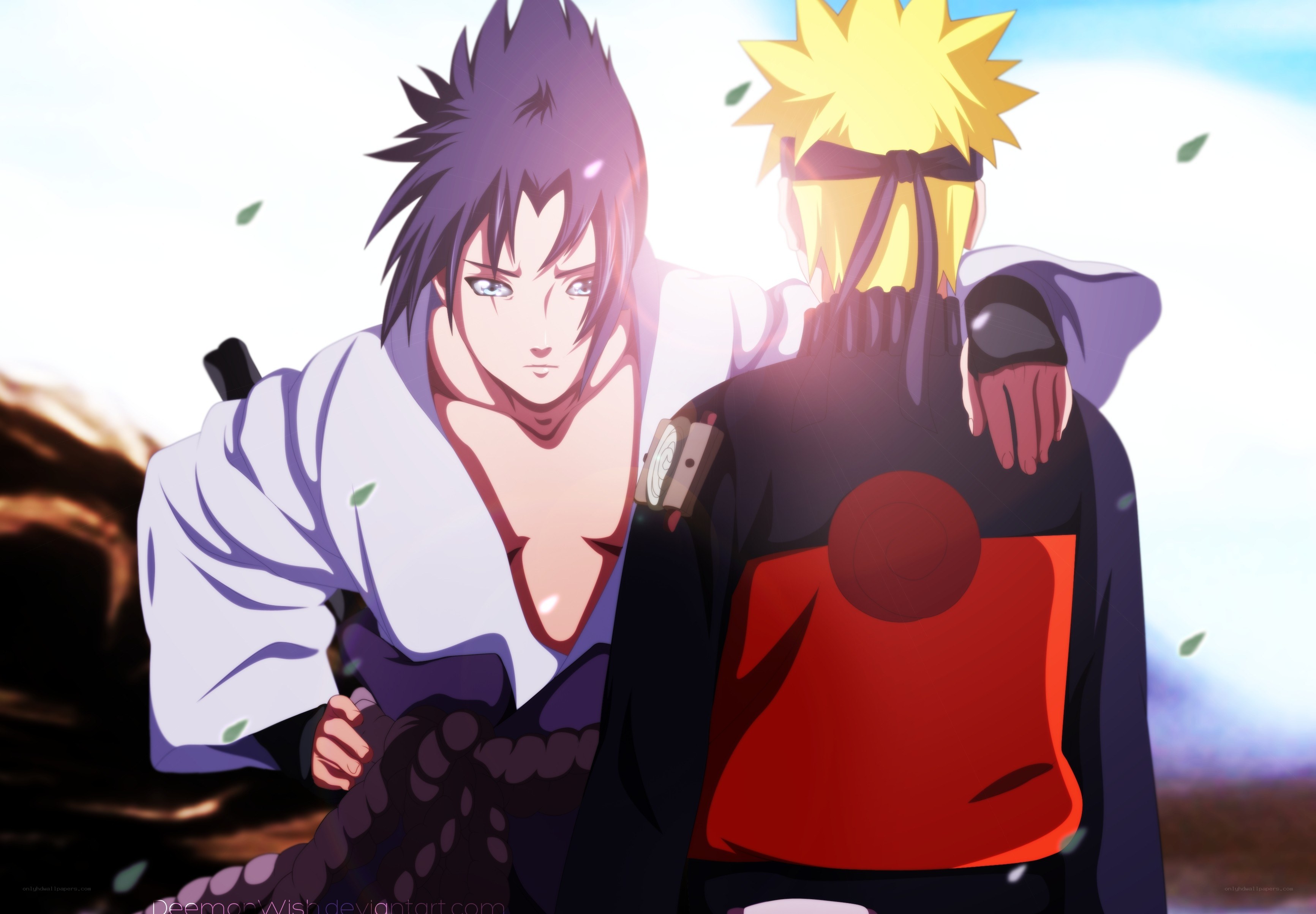 Sasuke and Naruto standing together