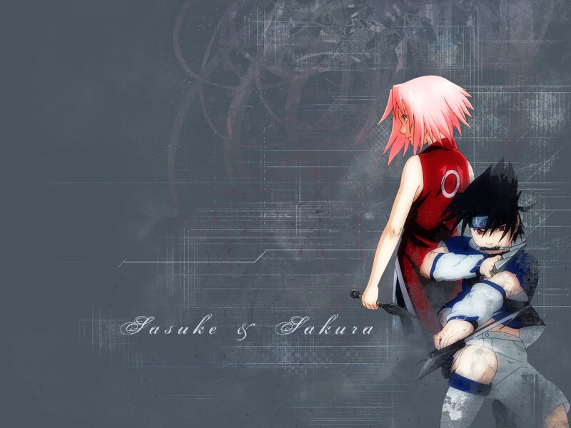 Sasuke and Sakura anime art