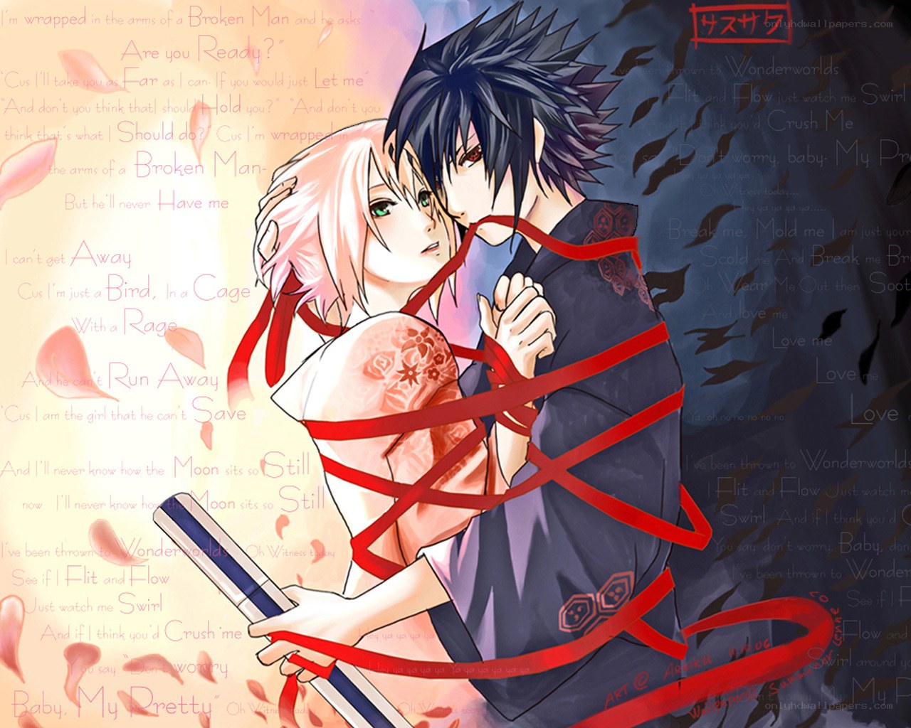 Sasuke and Sakura embrace