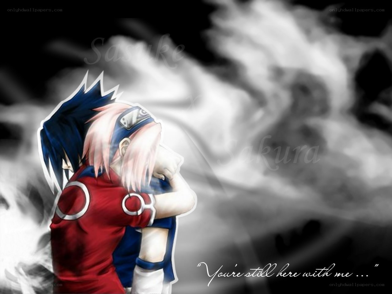 Sasuke and Sakura embrace