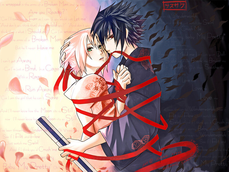 Sasuke and Sakura Embracing — Black