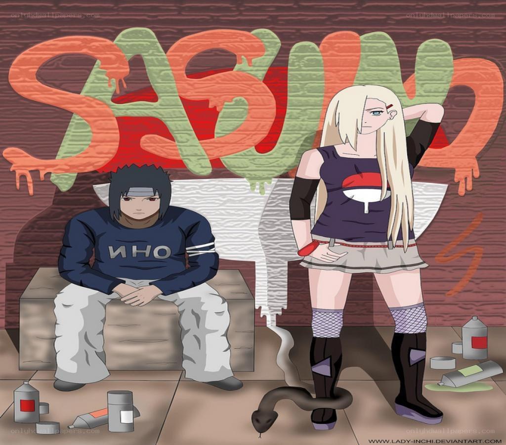 Sasuke and Sakura graffiti art