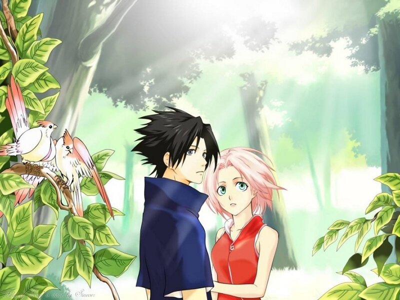 Sasuke and Sakura in Forest