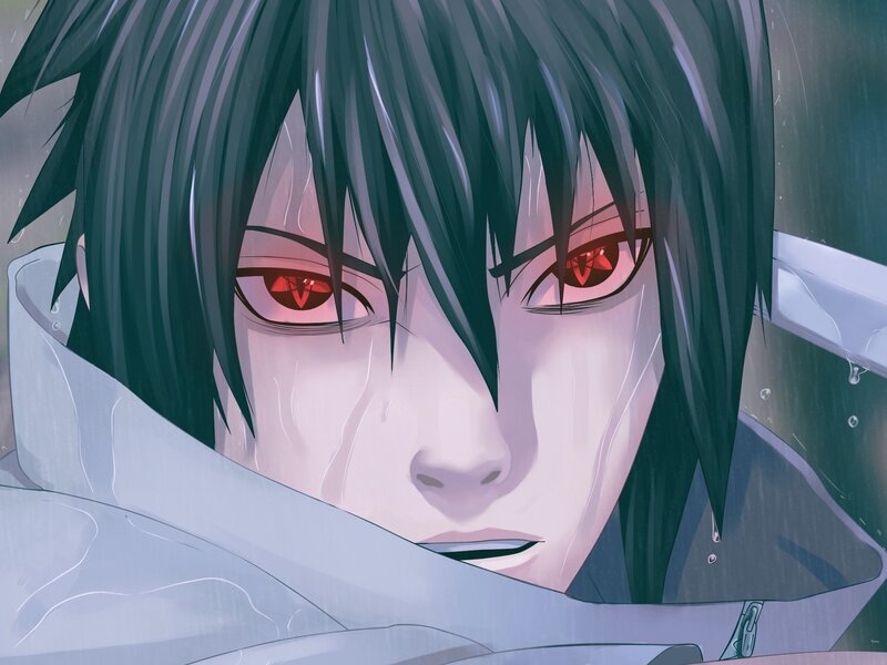 Sasuke in the rain