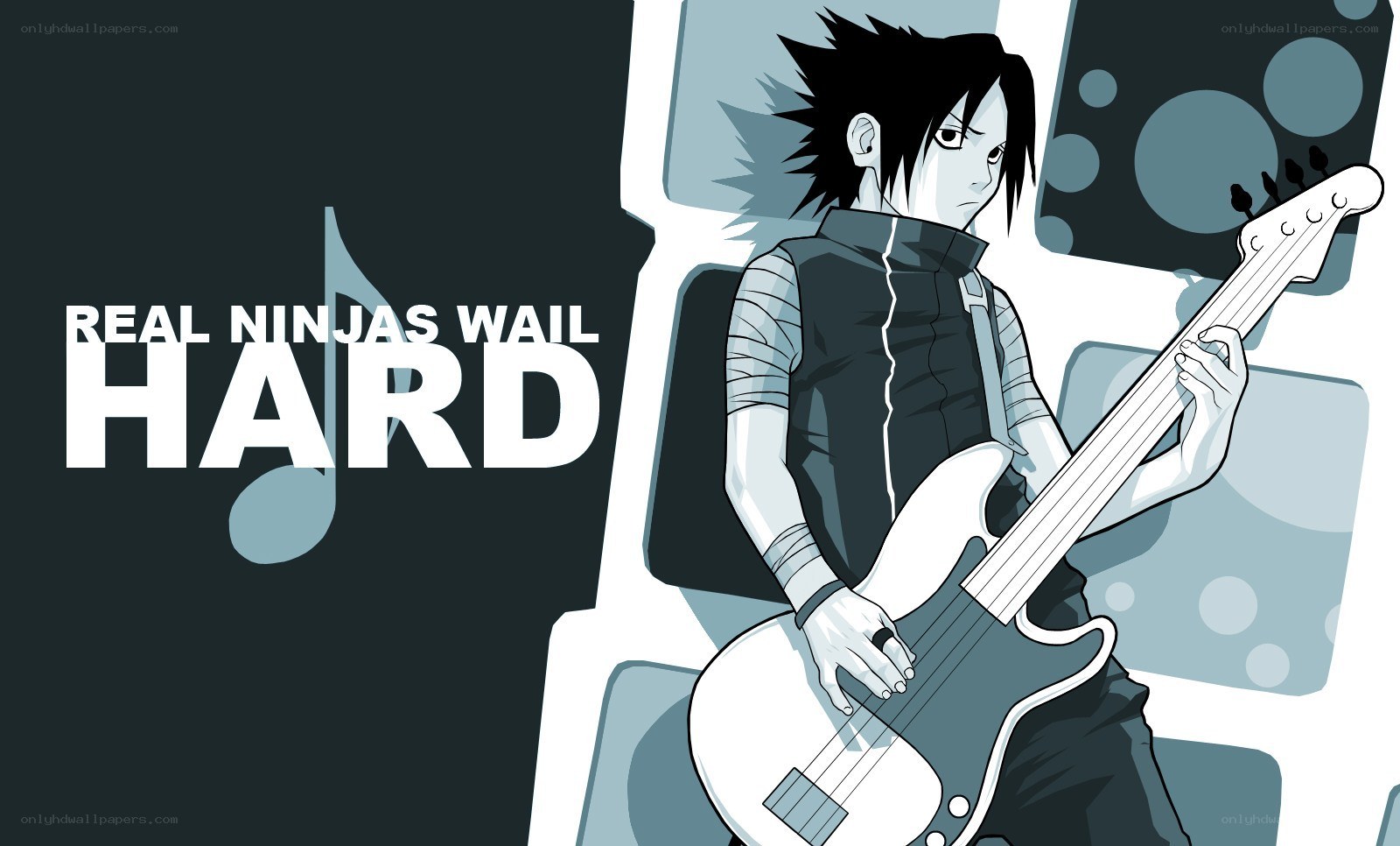 Sasuke playing bass guitar