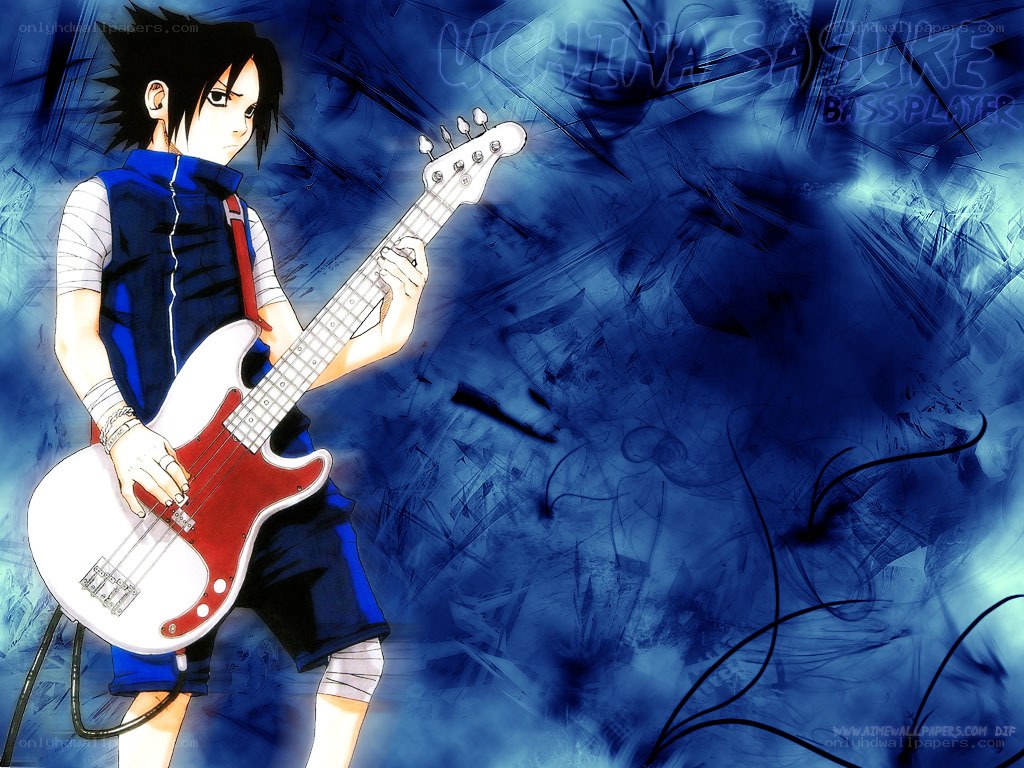 Sasuke playing bass guitar