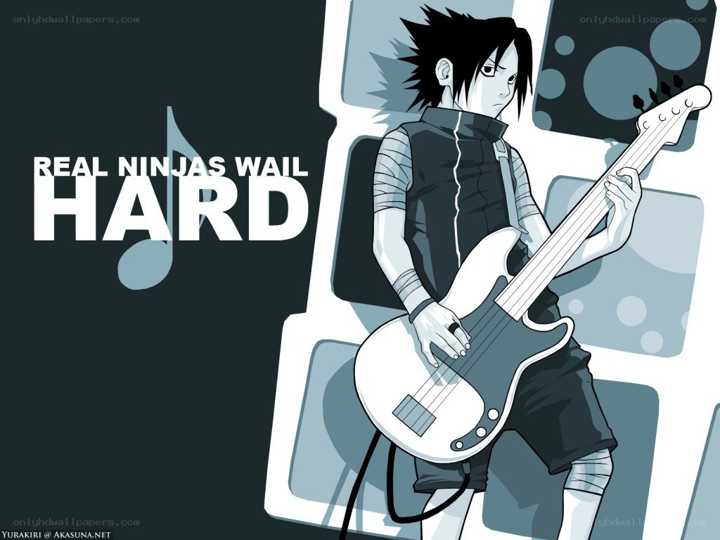 Sasuke playing bass guitar