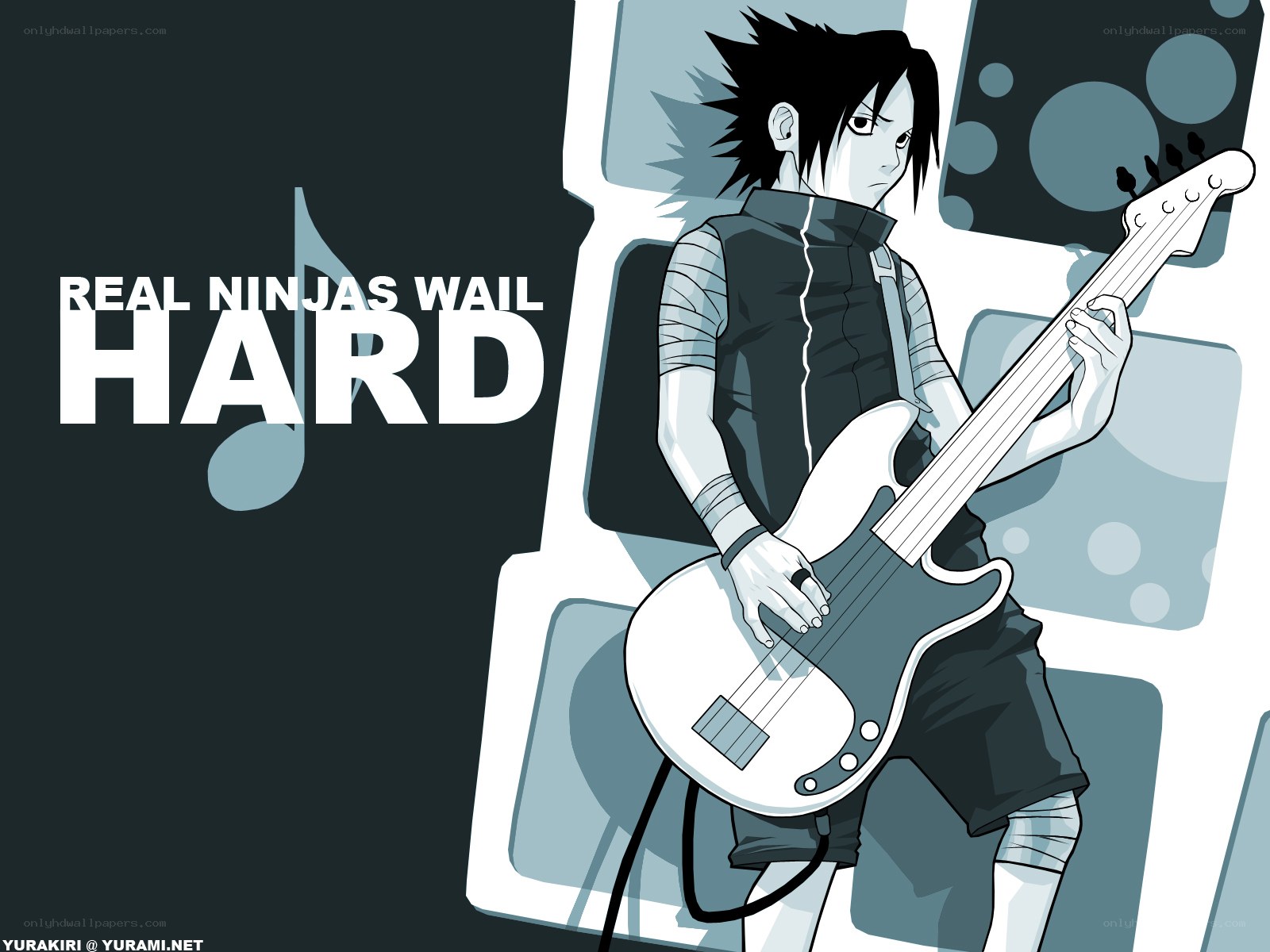 Sasuke playing bass guitar