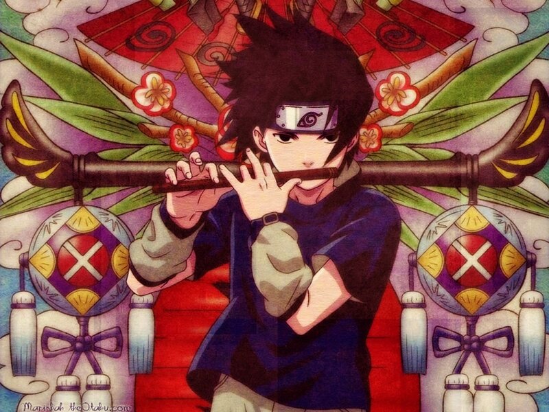 Sasuke playing flute artwork