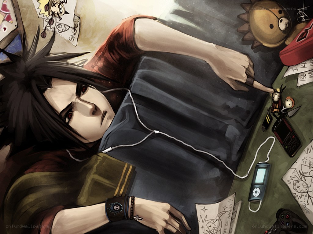 Sasuke resting on a desk