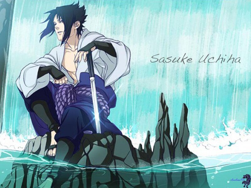 Sasuke Uchiha by waterfall