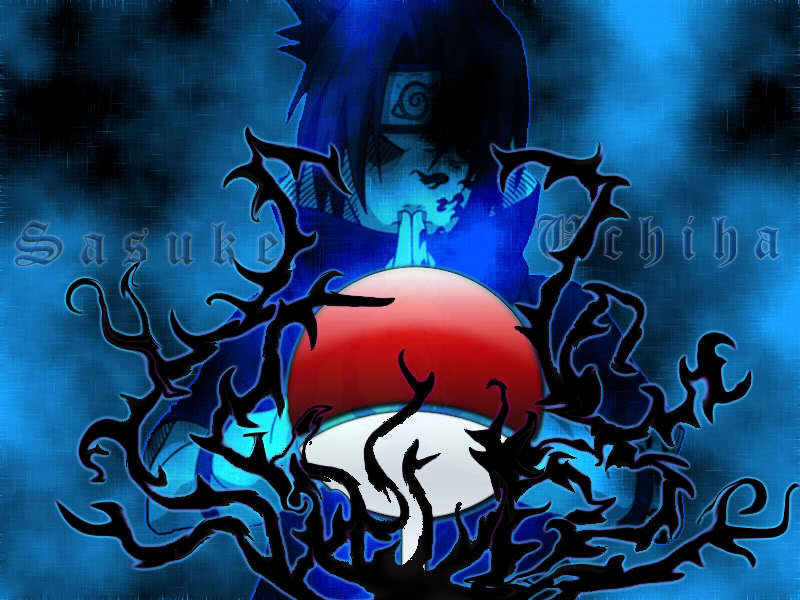 Sasuke Uchiha Character — Blue, Dramatic, Anime, Uchiha Clan Symbol