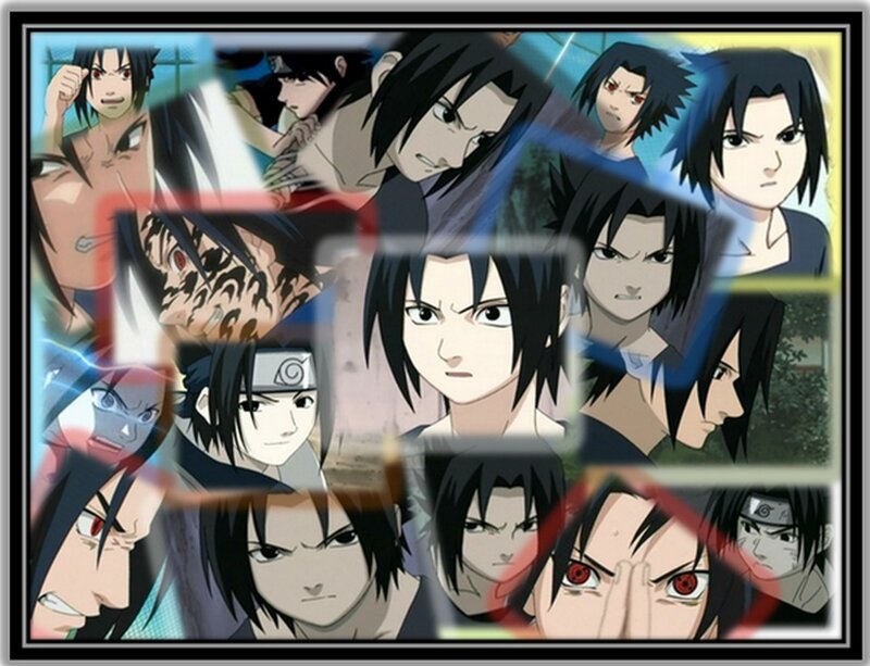Sasuke Uchiha Collage — Black, Dramatic, Anime, Anime Character