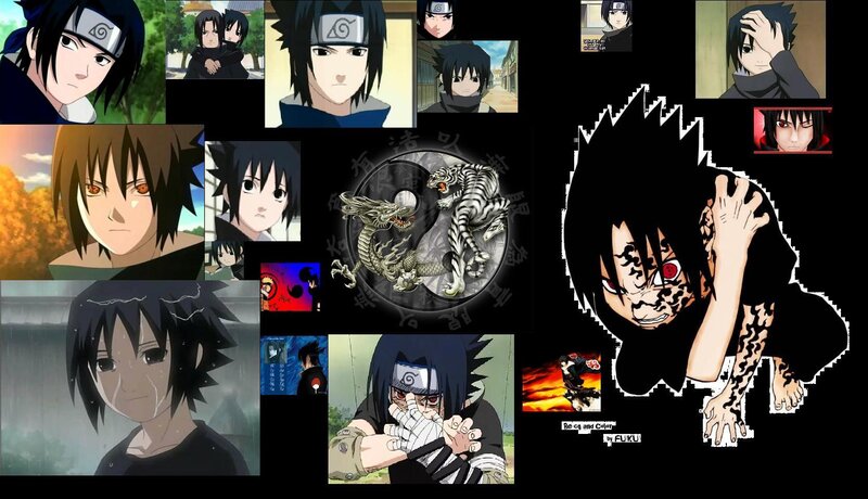 Sasuke Uchiha Collage — Black, Dramatic, Anime