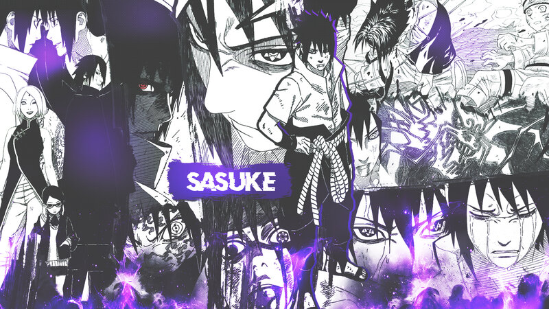 Sasuke Uchiha Collage — Black