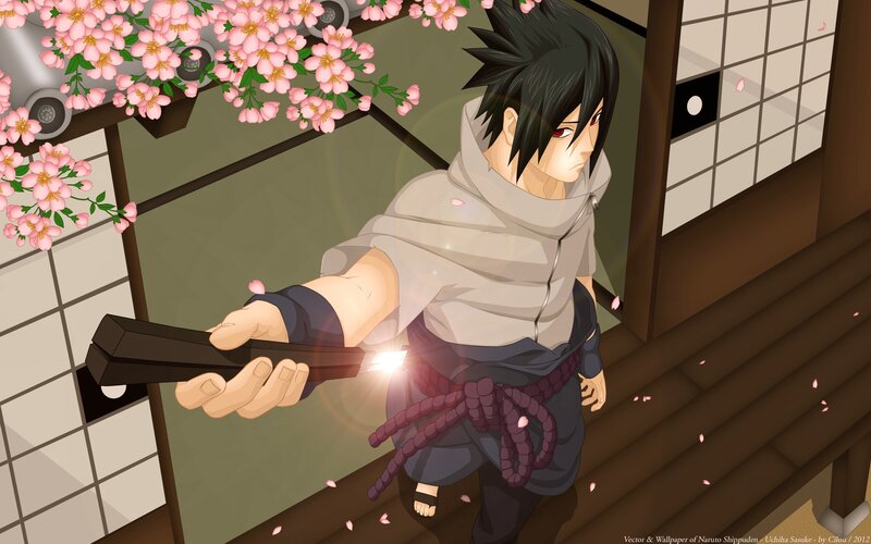 Sasuke Uchiha Holding Sword — Black