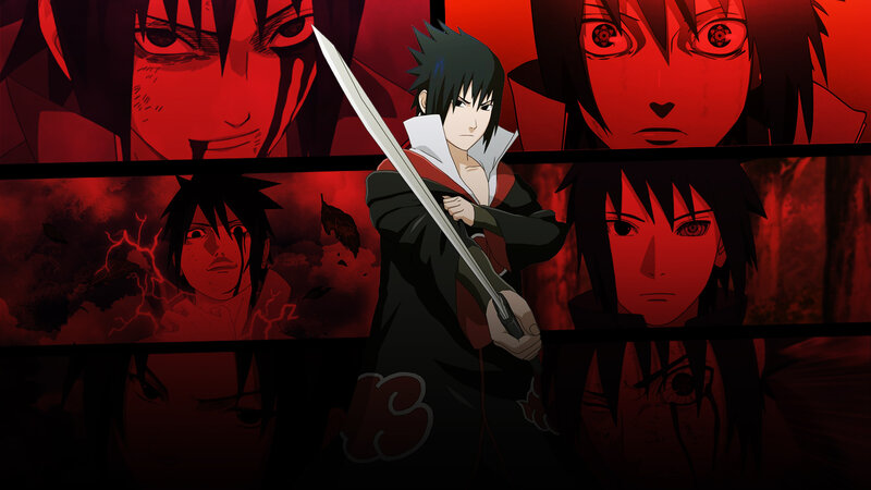 Sasuke Uchiha Holding Sword — Red