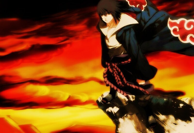 Sasuke Uchiha in Akatsuki cloak