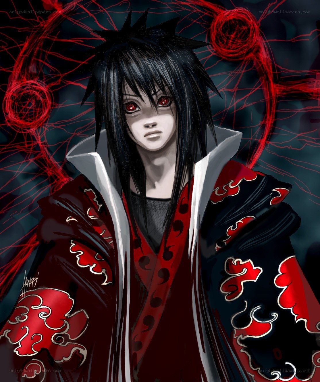 Sasuke Uchiha in Akatsuki cloak