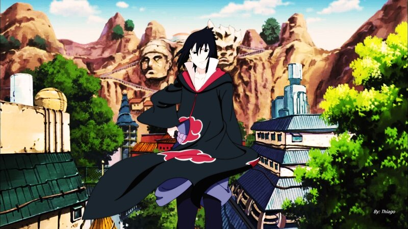 Sasuke Uchiha in Akatsuki Cloak — Black, Dramatic