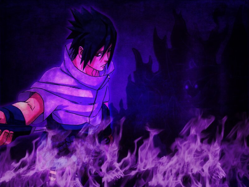 Sasuke Uchiha in Flames — Purple