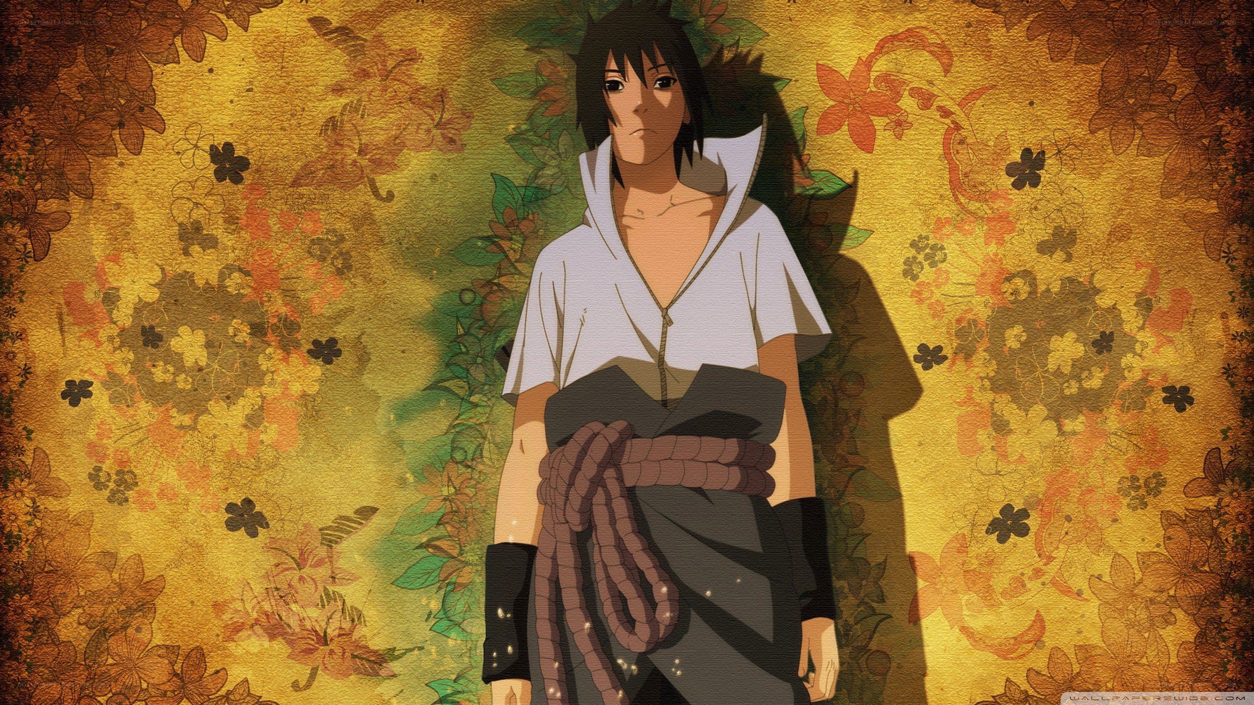 Sasuke Uchiha in floral setting