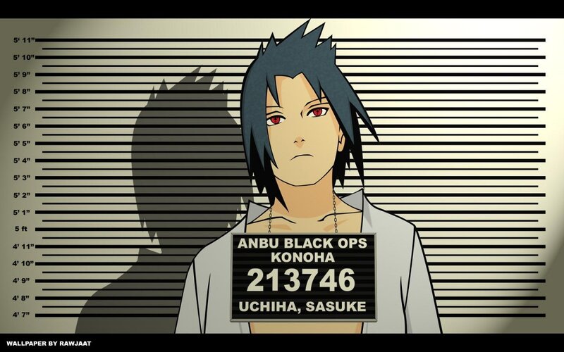 Sasuke Uchiha Mugshot — Black, Serious, Anime