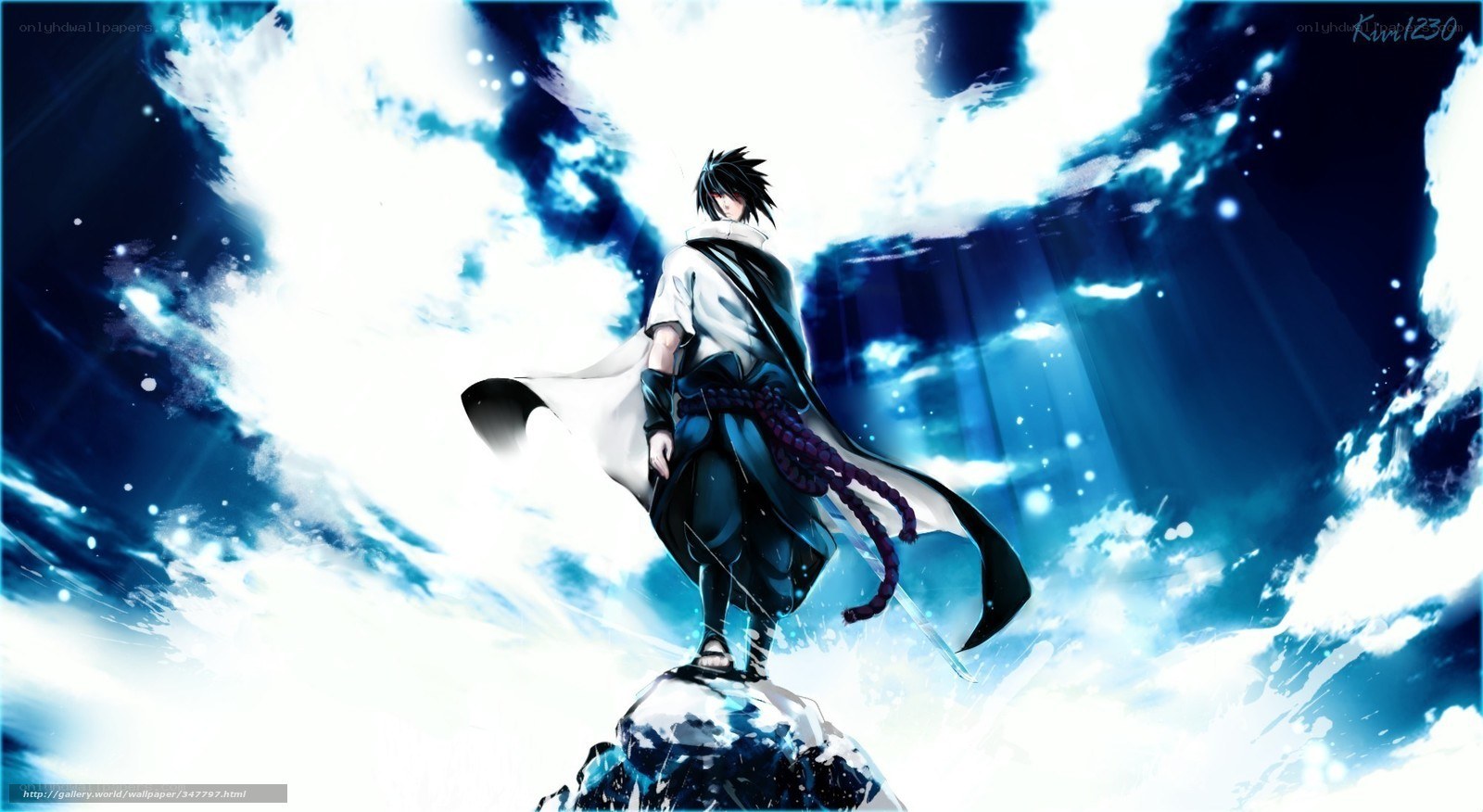Sasuke Uchiha on a rock