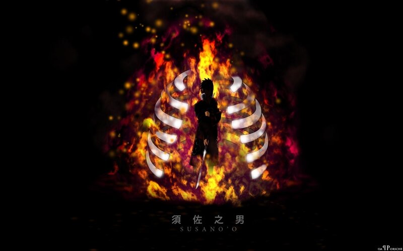 Sasuke Uchiha with fire