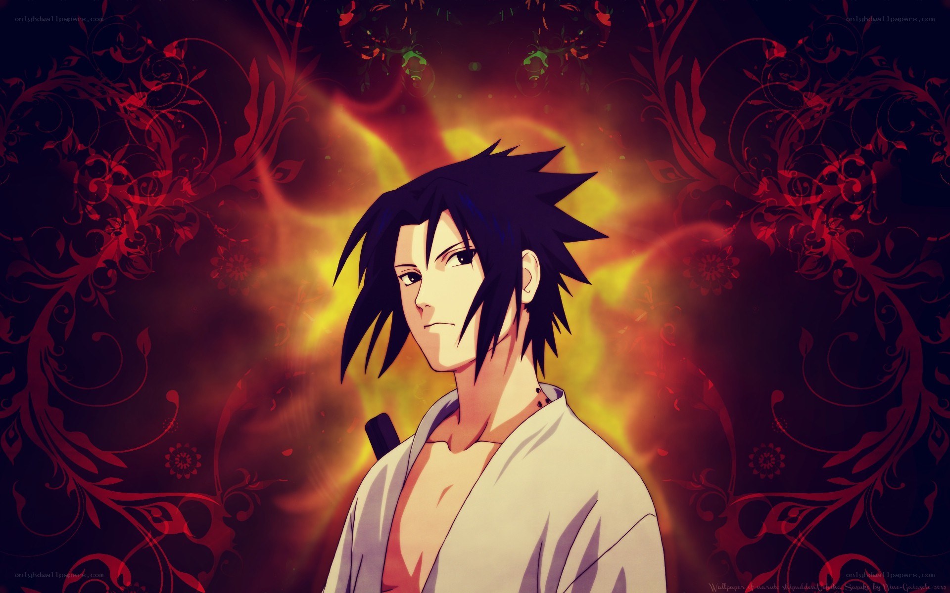 Sasuke Uchiha with flames