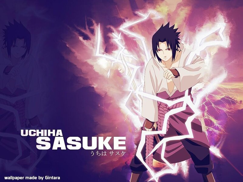 Sasuke Uchiha with Lightning — Purple