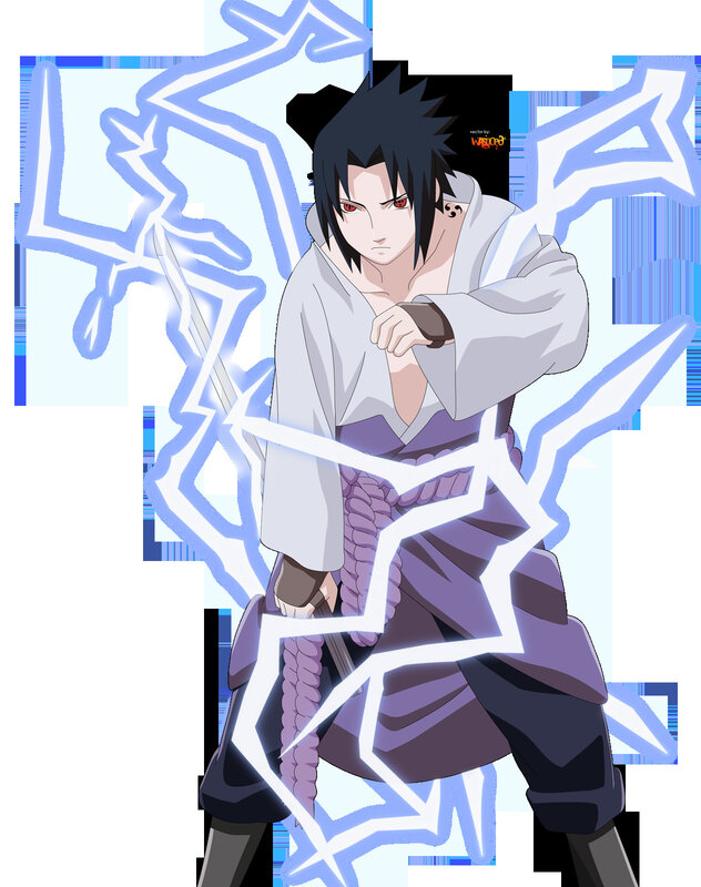 Sasuke Uchiha with Lightning — White