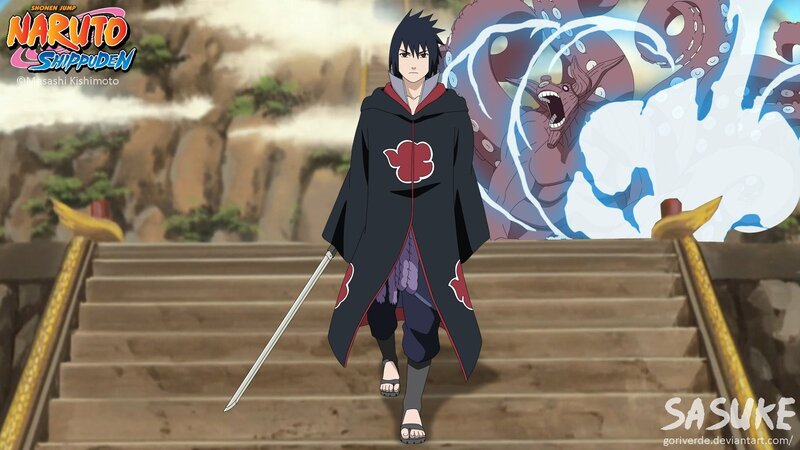 Sasuke Uchiha with Sword — Black, Dramatic