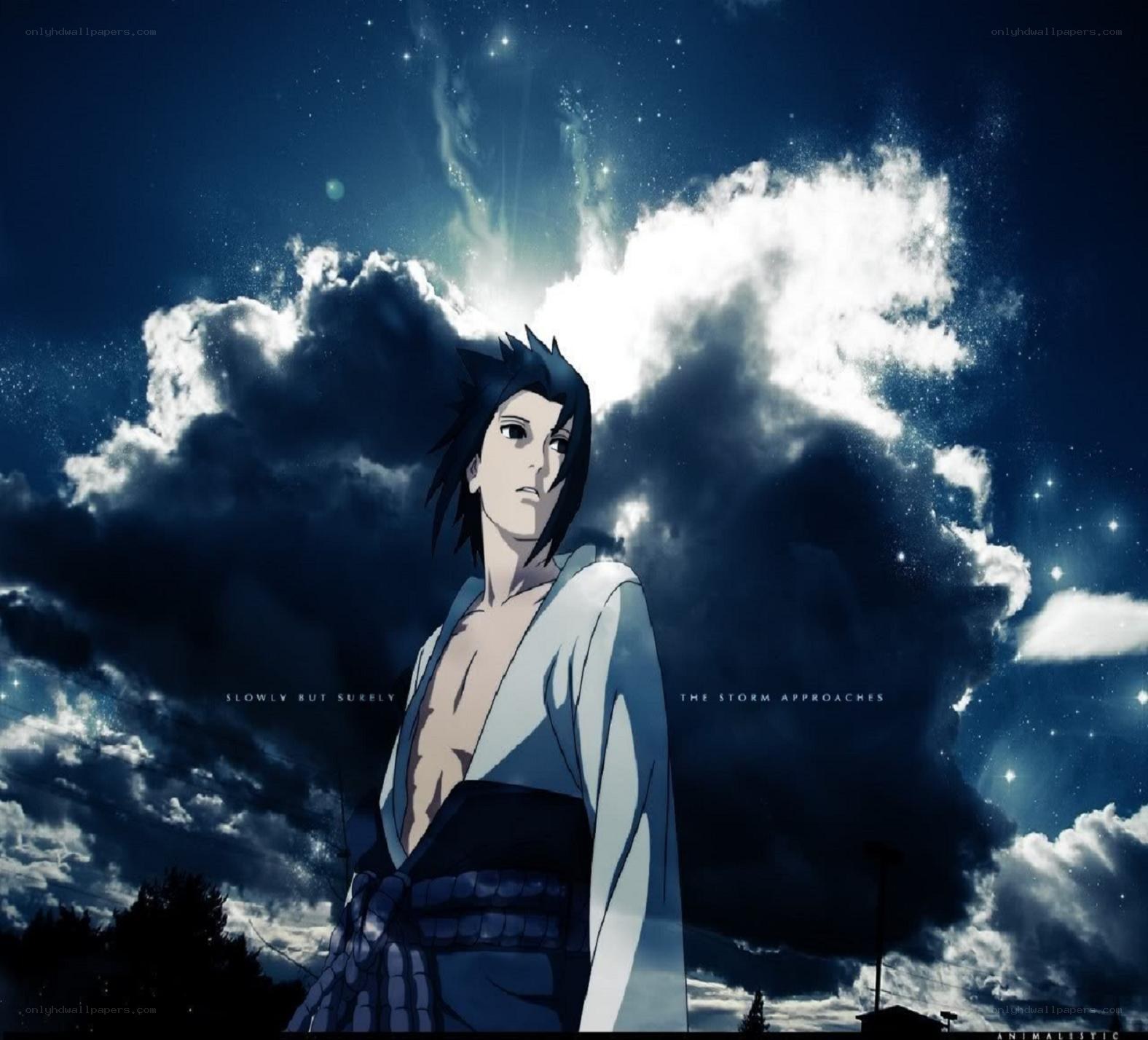 Sasuke under a stormy sky