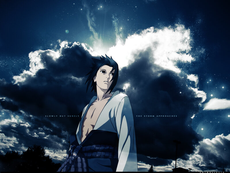 Sasuke under stormy sky