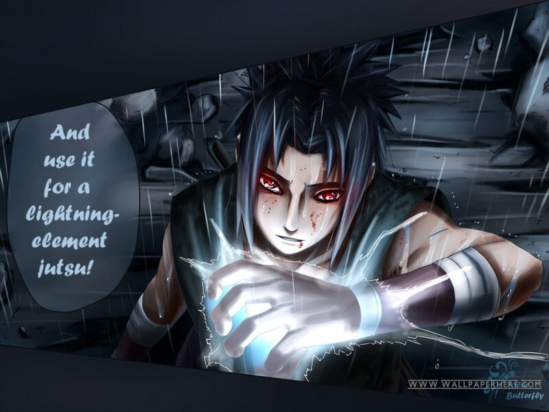 Sasuke using lightning jutsu