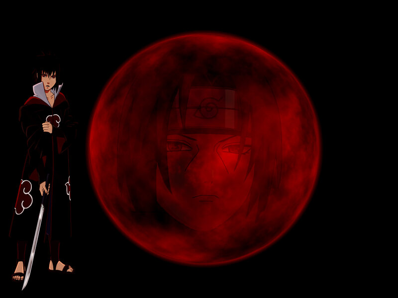 Sasuke with red moon