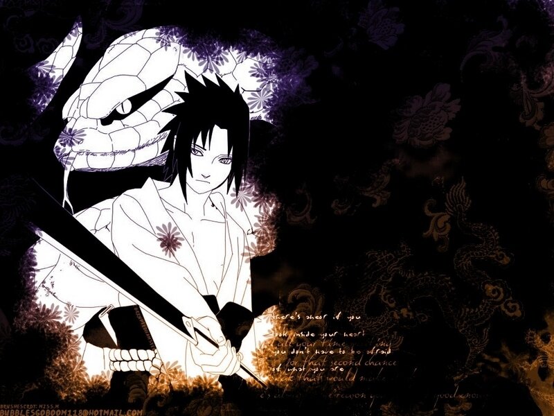 Sasuke with snake background