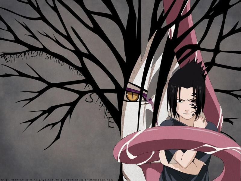 Sasuke with snake in forest