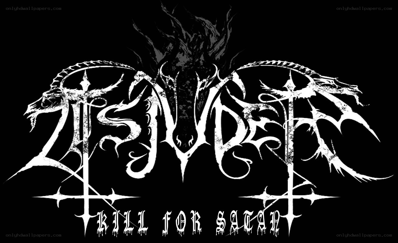 Satanic band logo with tagline