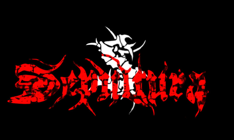 Satanic logo with red text