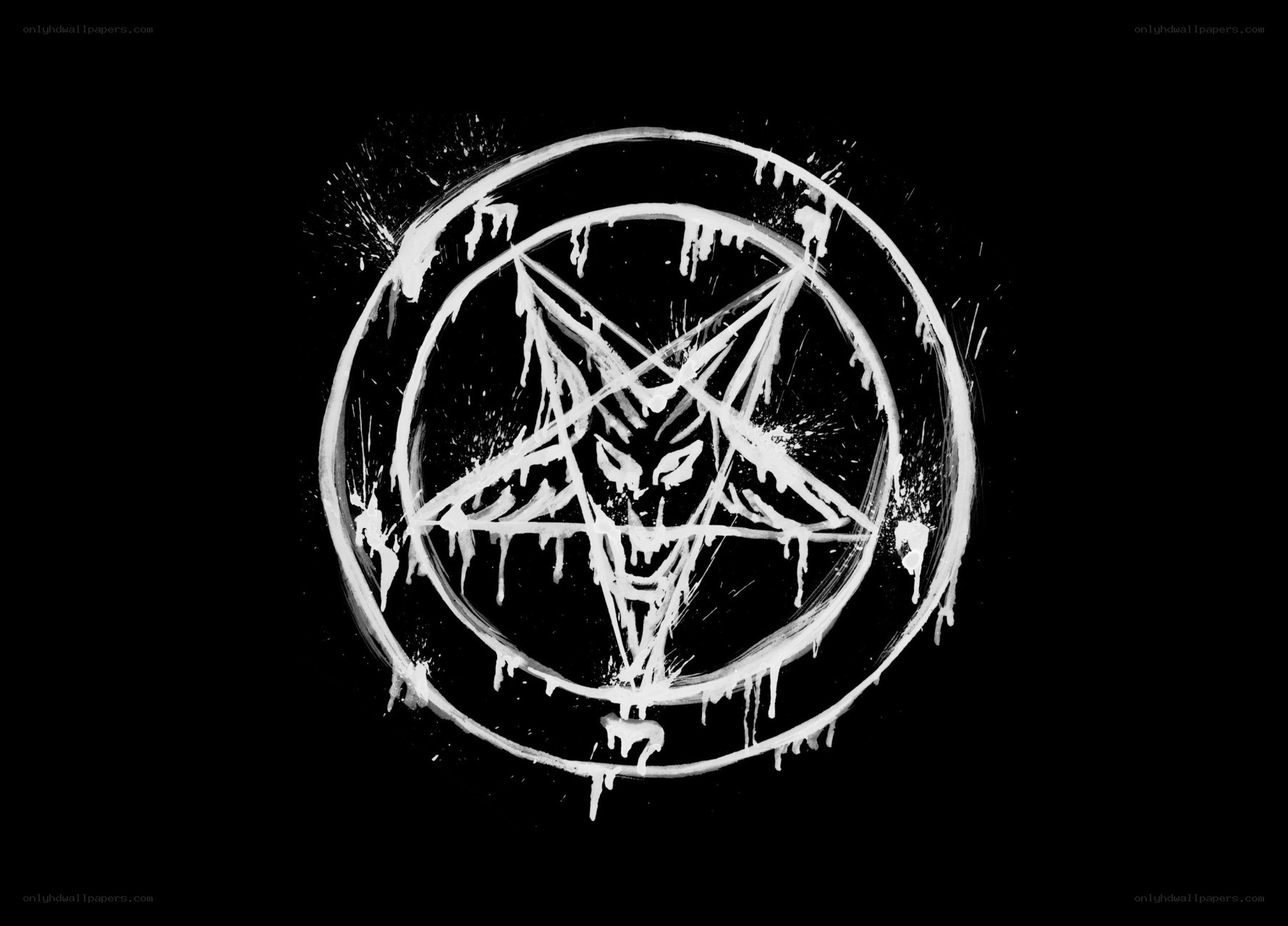 Satanic symbol with dripping paint