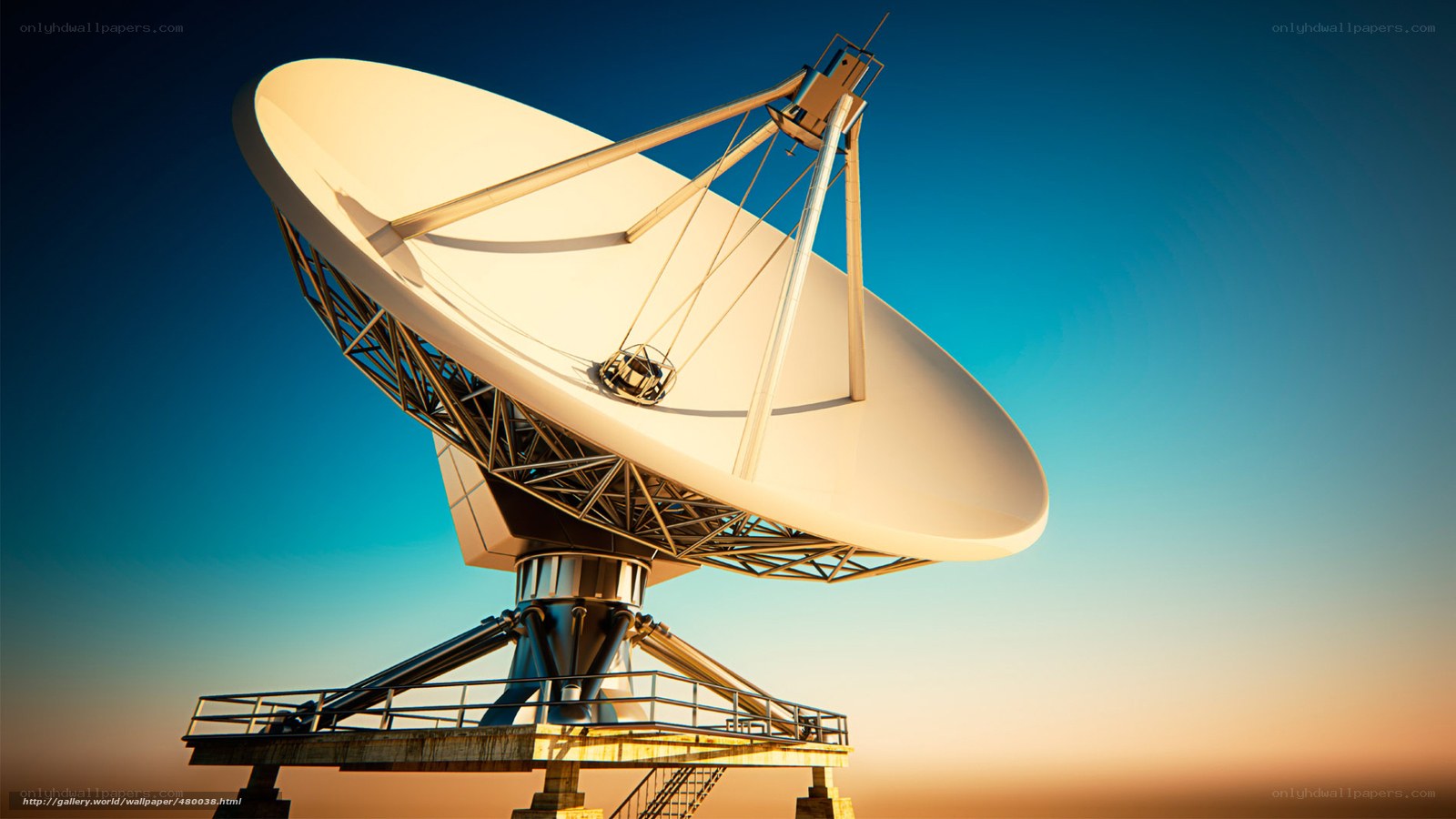 Satellite dish at sunset