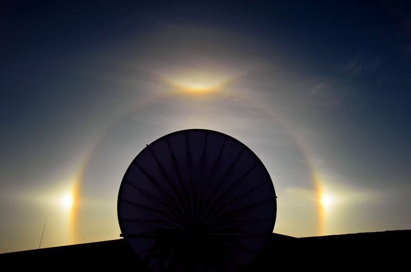 Satellite Dish with Sun Halo