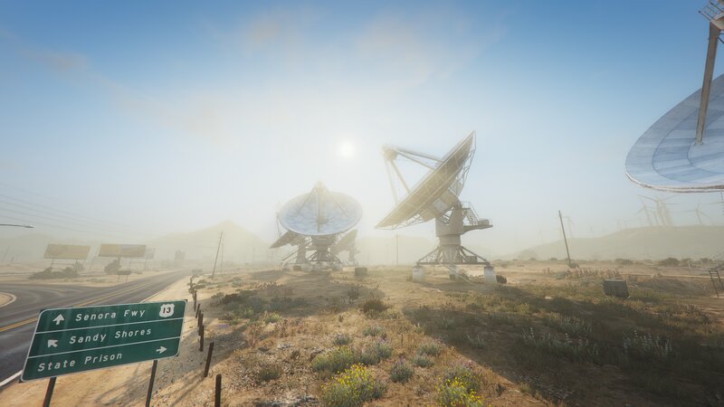 Satellite Dishes in Desert — Blue