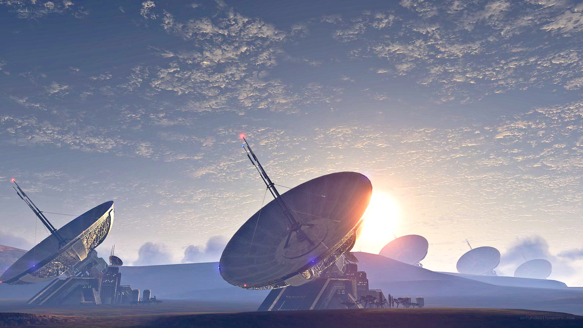 Satellite dishes on alien planet