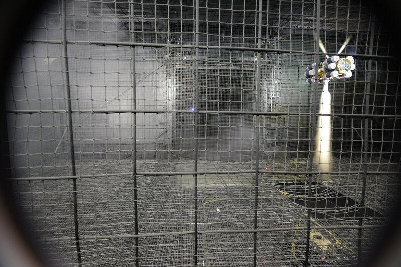 Satellite engine test in a cage