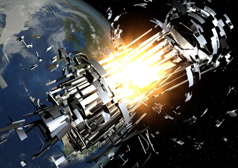 Satellite explosion in orbit