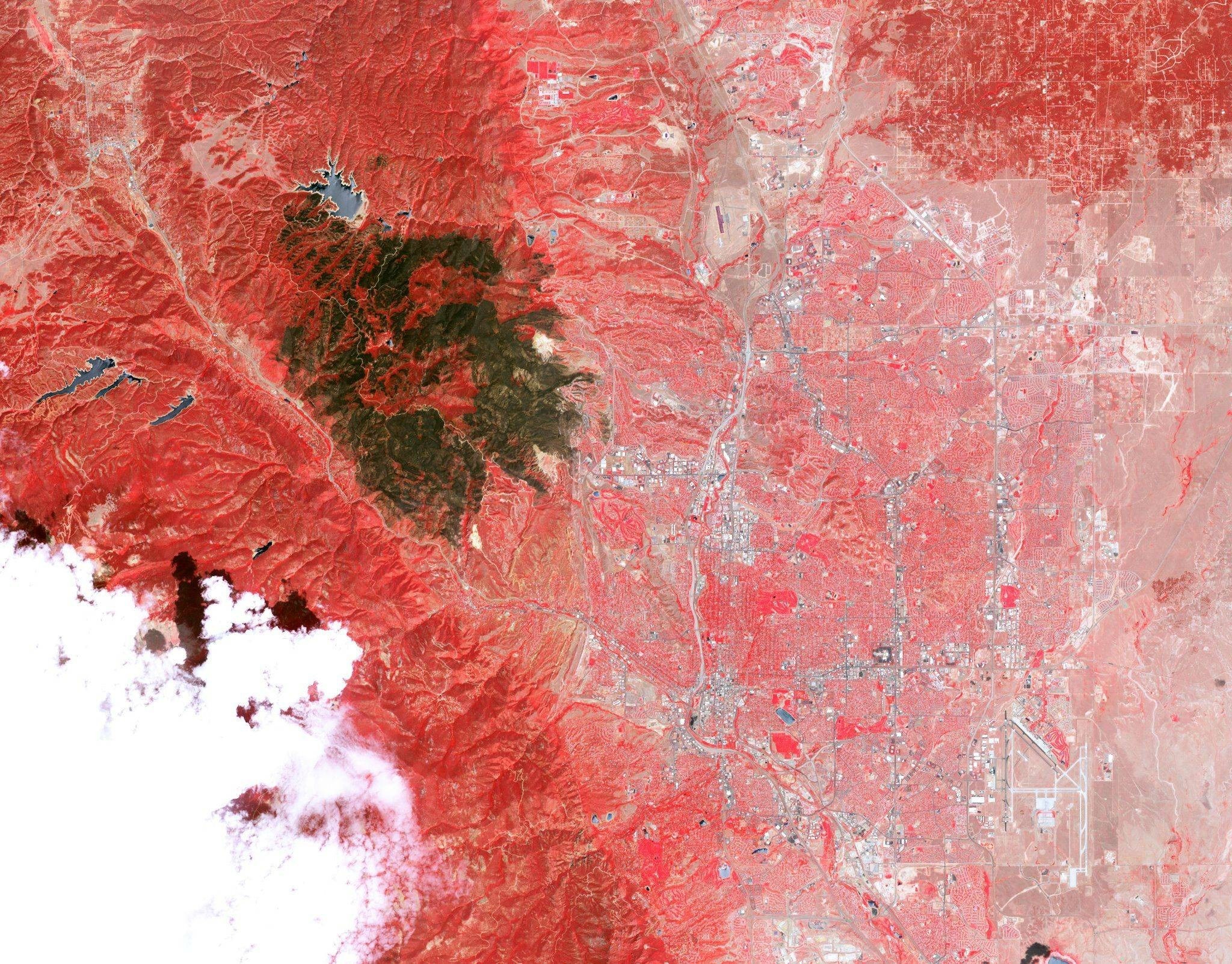 Satellite image of wildfire damage